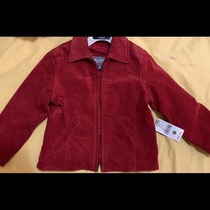 NWT Wilson’s Leather kids Xs RED suede ZIP UP coat